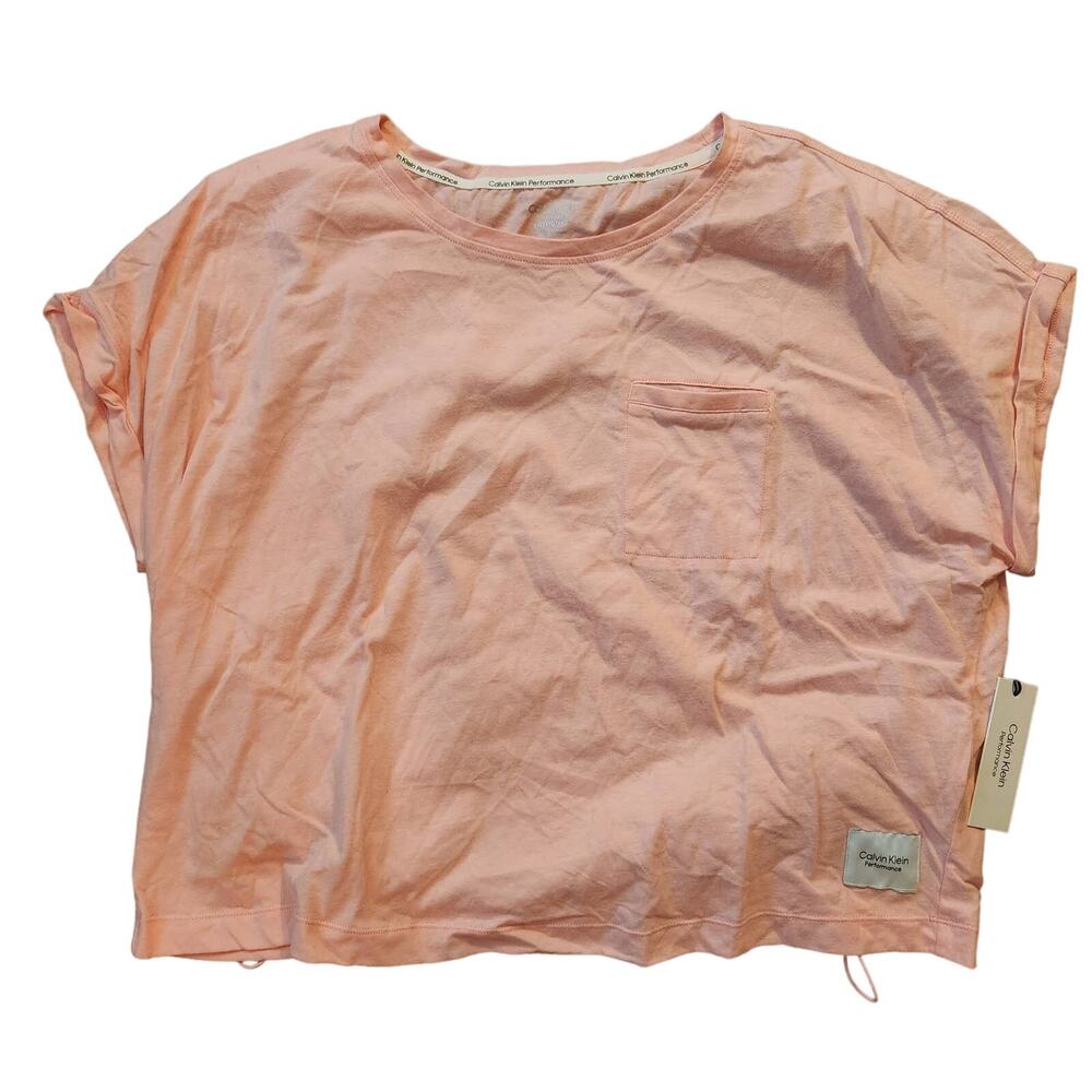 NWT XXL Calvin Klein Performance Bungee-Hem Pocket Cotton T-Shirt Pink